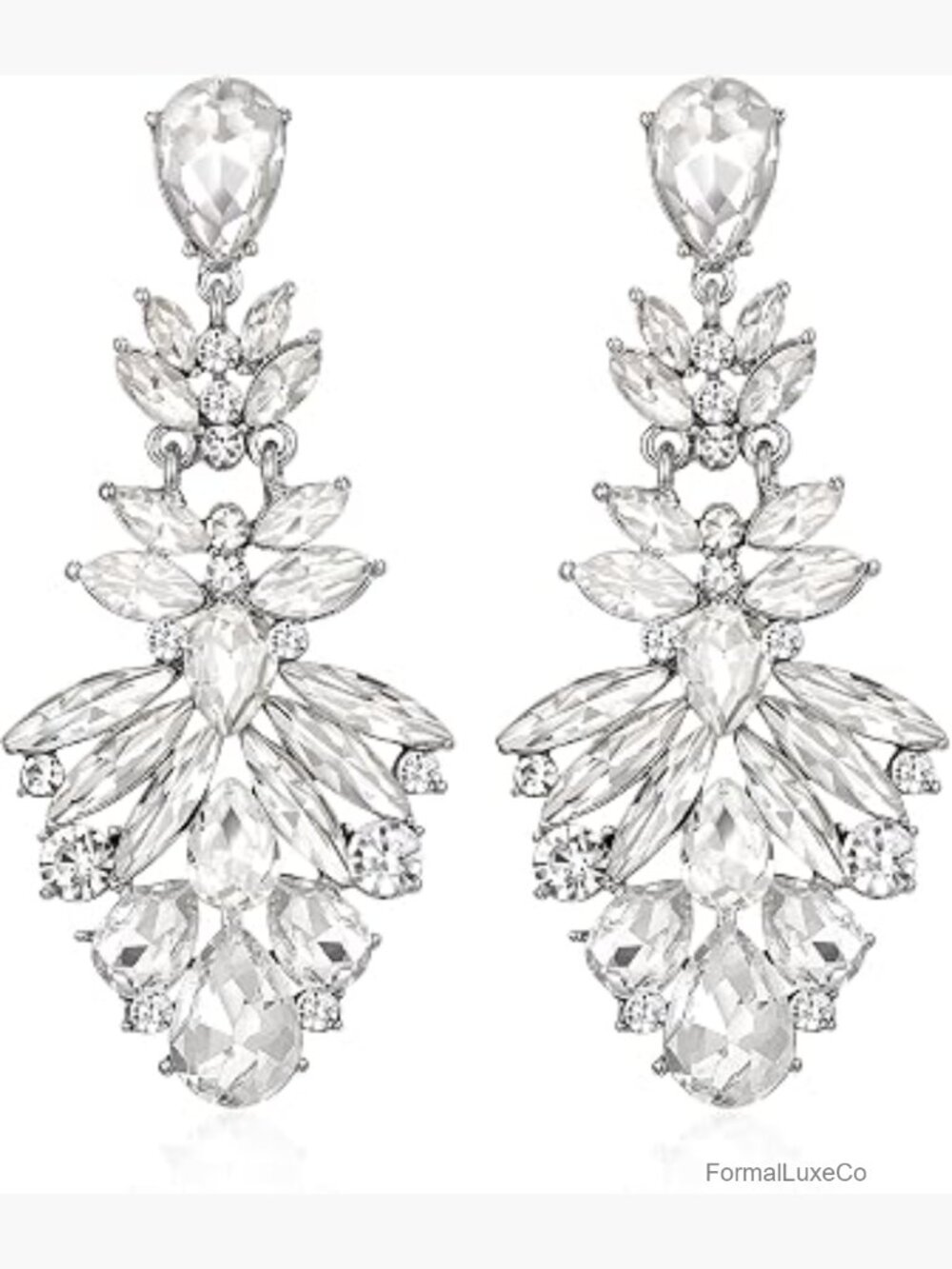 Marquise Teardrop Cluster Rhinestone Chandelier Dangle Earrings for Prom